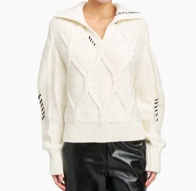 En Saison Lena Knit Sweater In Cream In White