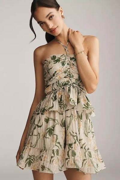 En Saison Linden Ruffle Halter Mini Dress