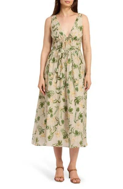 En Saison Linden Shirred Sundress In Green