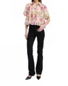 En Saison Lois Button Front Swing Top In Pink Fuchsia Olive In Multi