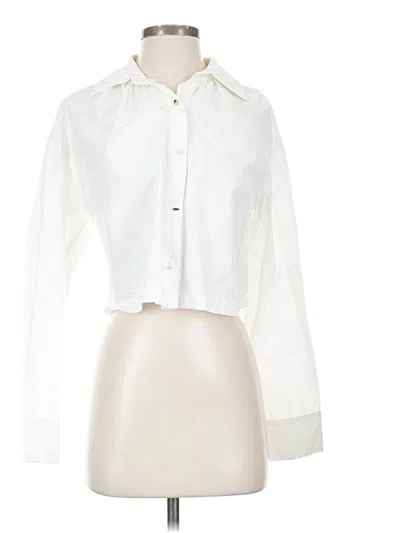 Pre-owned En Saison Long Sleeve Blouse In White