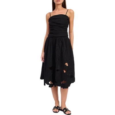 En Saison Mabel Embroidered Midi Dress In Black