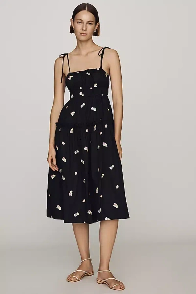 En Saison Macaronette Cotton Midi Dress In Black