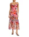En Saison Magnolia Tie Shoulder Maxi Dress In Red Multi Floral
