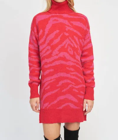 En Saison Mavis Sweater Dress In Raspberry In Multi