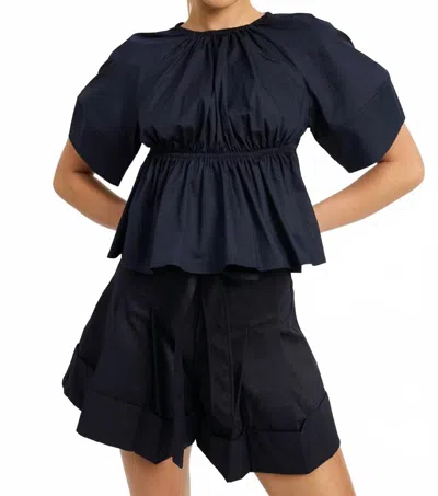 En Saison Melody Babydoll Blouse In Navy In Blue