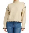En Saison Merril Whip Stitch Sweater In Natural And Black In Neutral