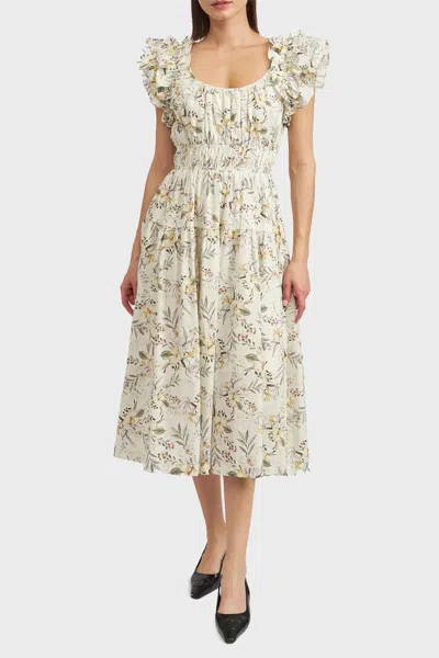 En Saison Mindy Midi Dress In Sage Multi In Green