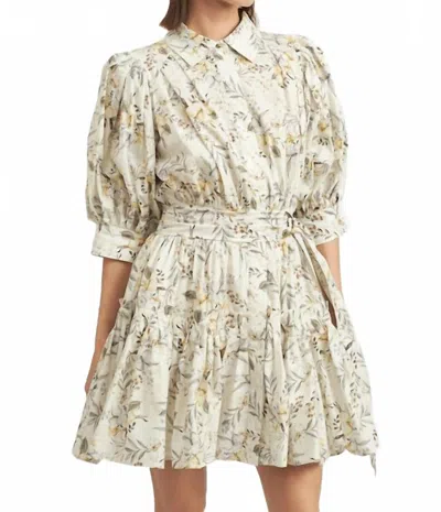 En Saison Mindy Mini Dress In Sage Multi In Green