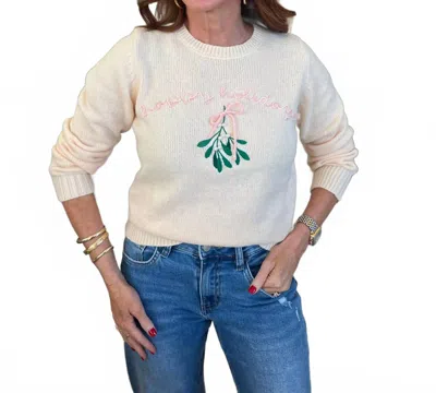 En Saison Mistletoe Holiday Sweater In Cream In White
