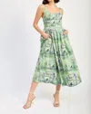 En Saison Molly Corset Cotton Midi Sundress In Green