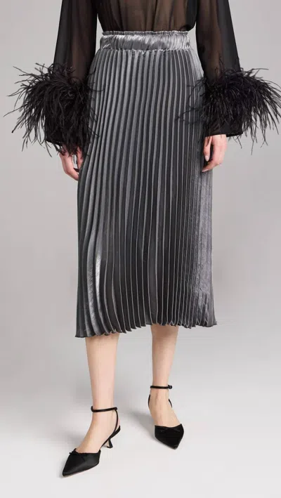 EN SAISON MONA MIDI SKIRT IN METALLIC SILVER