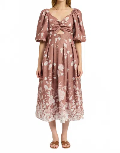 En Saison Monet Midi Dress In Ginger/off White In Brown