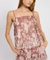 En Saison Monet Pleated Top In Ginger Off White In Multi