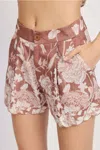 En Saison Monet Print Scallop Shorts In Ginger Off White In Multi