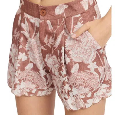 En Saison Monet Shorts In Ginger Off White In Pink