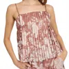 En Saison Monet Pleated Top In Ginger Off White In Neutral