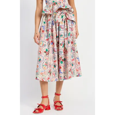 En Saison Nateli Bow Print Midi Dress