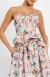 En Saison Nayeli Print Peplum Camisole