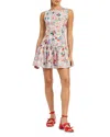 En Saison Nayeli Printed Mini Dress In Linen Red Multi