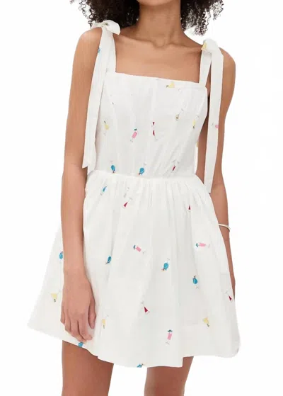 En Saison Nellie Embroidered Corset Style Mini Dress In White, Multicolor In Burgundy