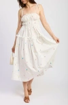 En Saison Nellie Embroidered Tiered Cotton Poplin Sundress In White