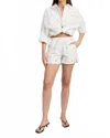 En Saison Novelty Embroidered Shirt In White Pink Multi In White