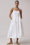 En Saison Nellie Embroidered Tiered Cotton Poplin Sundress In White