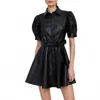 En Saison Nelly Mini Shirt Dress In Black In Black