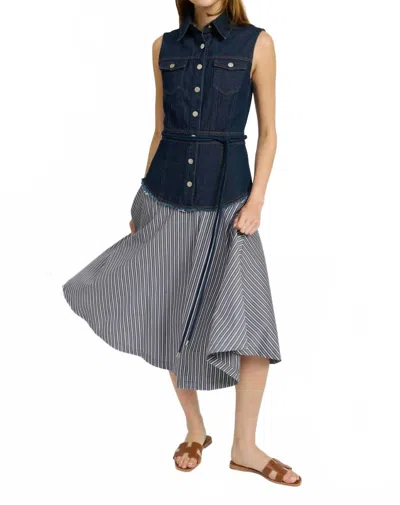 En Saison Nicola Midi Dress In Denim In Blue