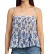 En Saison Odessa Sleeveless Top In Ivory Blue Multi In Blue