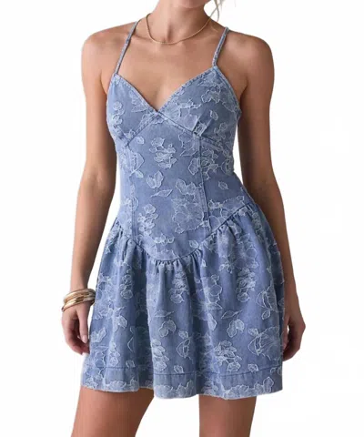 En Saison Opal Mini Dress In Tinted Denim In Blue
