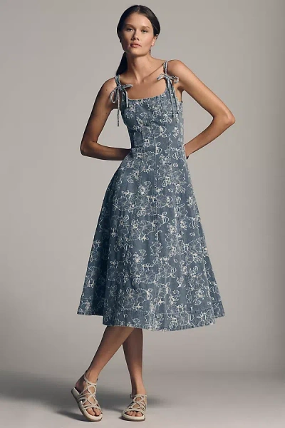 En Saison Opal Square-neck Midi Dress In Blue