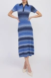 En Saison Ora Knit Midi Dress In Navy Light Blue In Blue