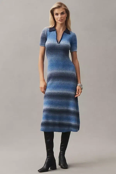 En Saison Ora Short-sleeve Polo Midi Dress In Blue