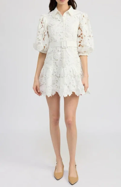 En Saison Ottis Floral Cutwork Minidress In Ivory