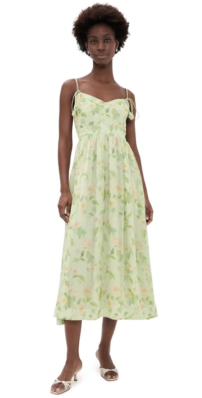 En Saison Paloma Midi Dress Sage Pink Yellow In Green