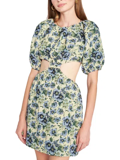 En Saison Passion Womens Floral Open Back Mini Dress In Blue