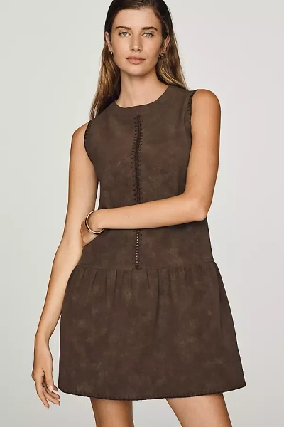 En Saison Pauline Faux-suede Mini Dress In Brown