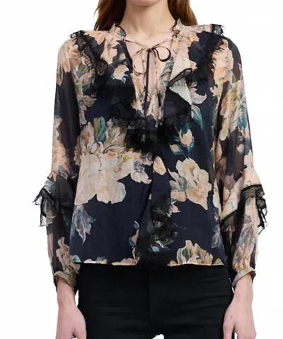 En Saison Peregrine Long Sleeve Blouse In Blue