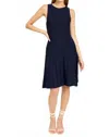 En Saison Pleated Knit Mini Dress In Navy In Blue