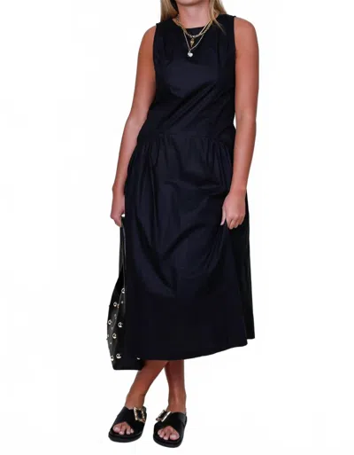 En Saison Poplin Drop Waist Midi Dress In Black