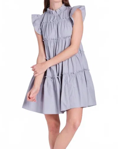 En Saison Poplin Tiered Mini Dress In Grey In Purple