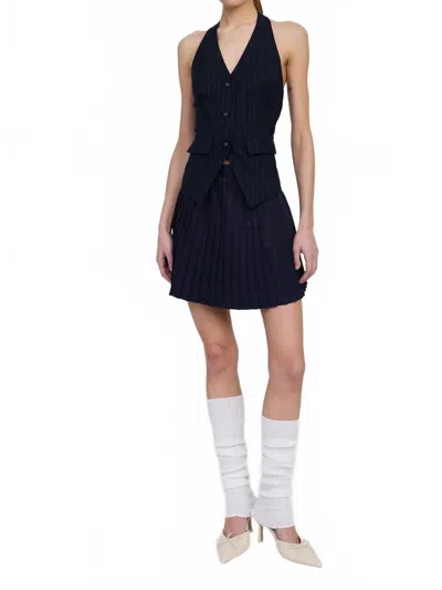 En Saison Prudence Vest Mini Dress In Navy White In Blue