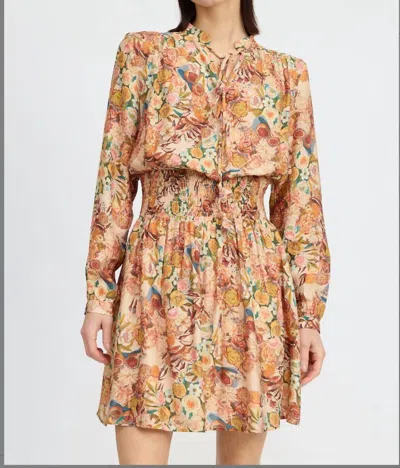 En Saison Randee Floral Mini Dress In Rust In Rust Orange