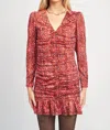En Saison Razzalind Mini Dress In Raspberry In Multi