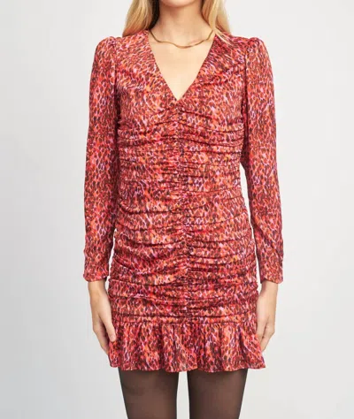 En Saison Razzalind Mini Dress In Raspberry In Multi
