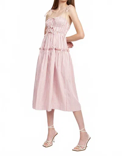 En Saison Reagan Striped Midi Dress In Pink Stripe In Purple