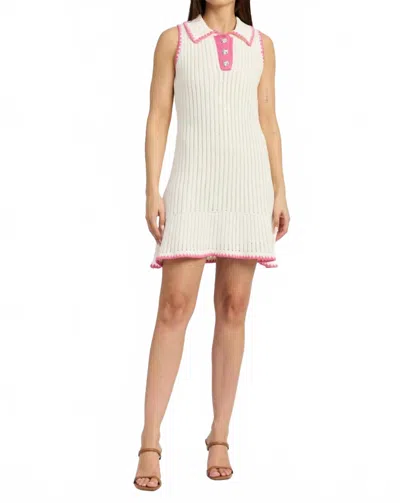 En Saison Rebecca Stitch Mini Dress In White Pink