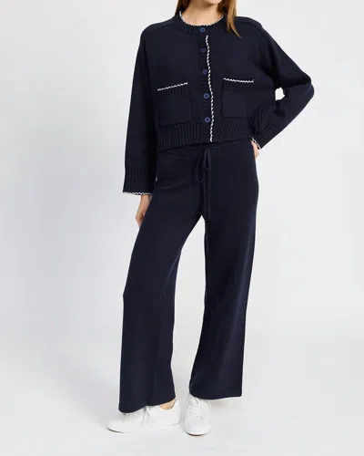 En Saison Rochelle Knit Sweater Lounge Pant In Navy In Blue